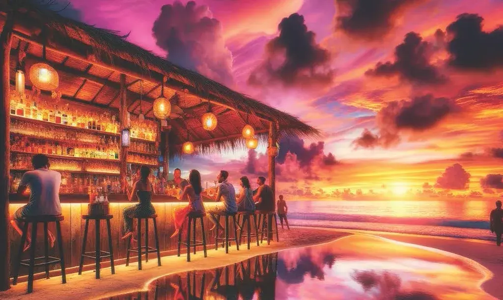 beach bar sunset